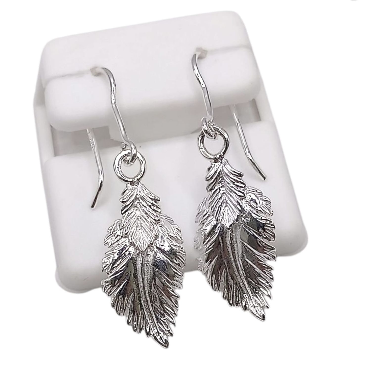 ARETE LARGO 4 CM, HOJAS, PLATA .925