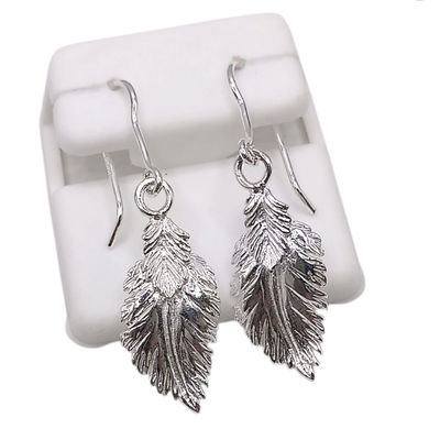 ARETE LARGO 4 CM, HOJAS, PLATA .925