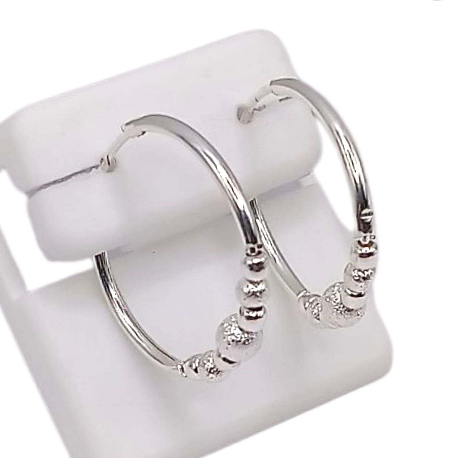 ARRACADA CON BOLITA  2.5 CM, PLATA .925