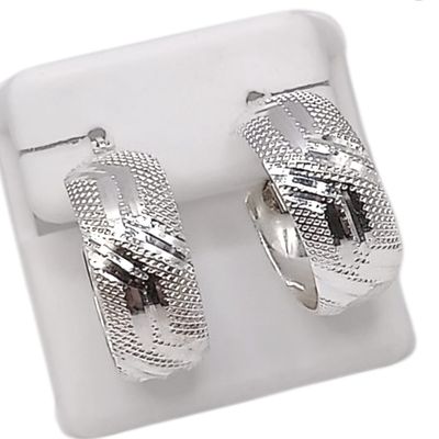 ARRACADA DIAMANTADA 2.4 CM, PLATA .925