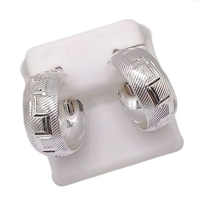 ARRACADA DIAMANTADA 2.4 CM, PLATA .925