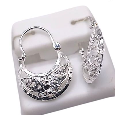 ARRACADA CANASTA CON MARIPOSA 3 CM, PLATA .925