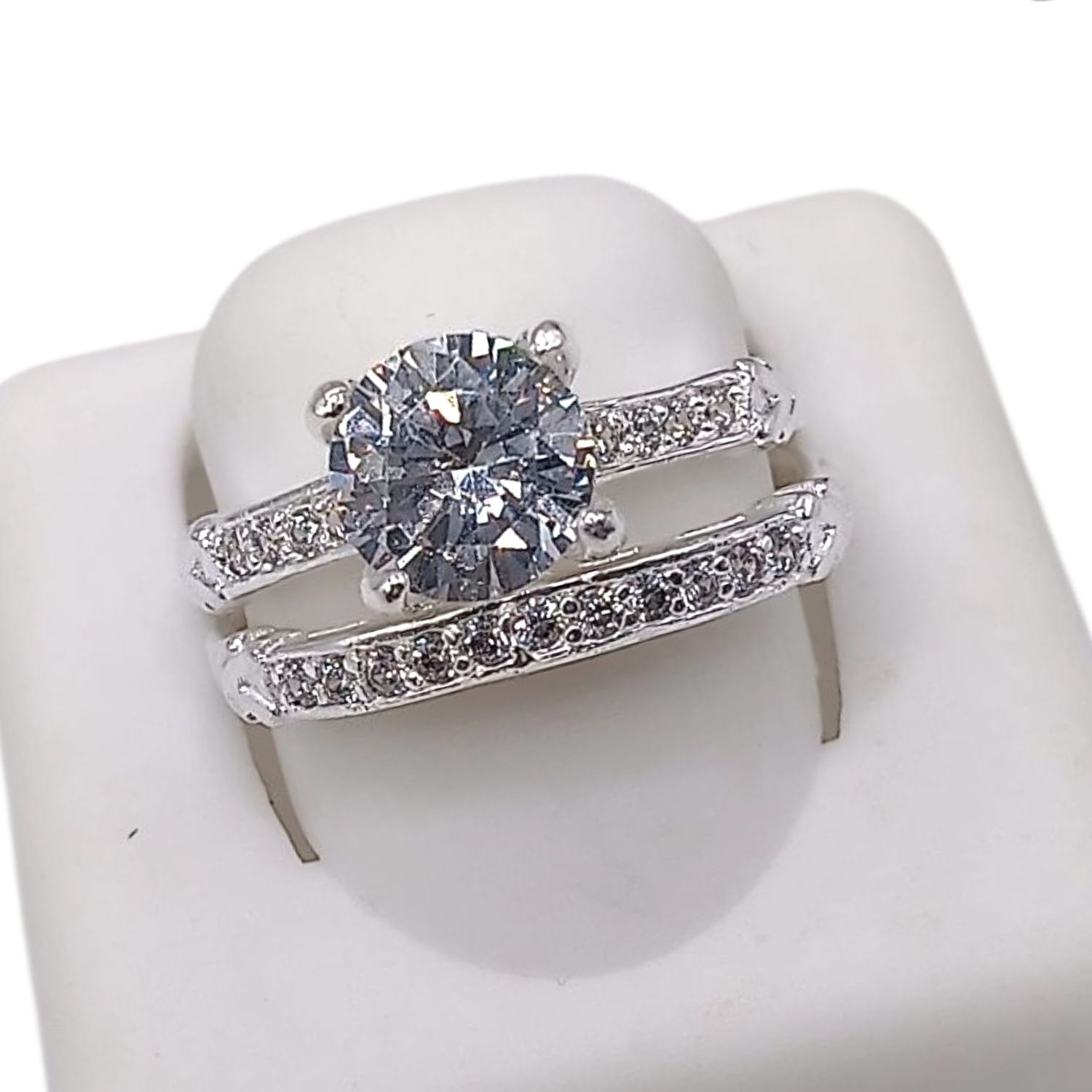 ANILLO ALIANZA CON MINI CZ, VARIAS MEDIDAS, PLATA .925