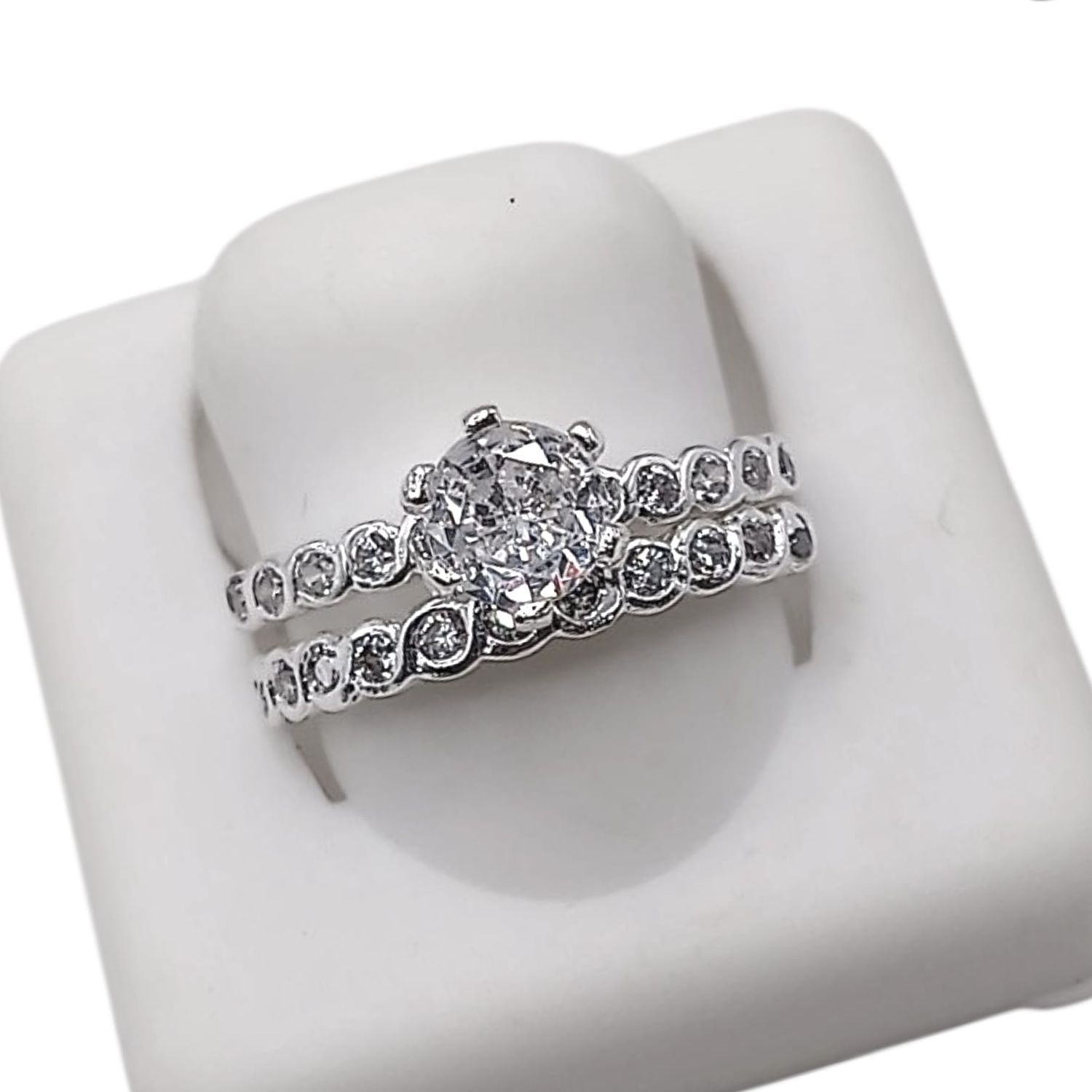 ANILLO ALIANZA CON MINI CZ, VARIAS MEDIDAS, PLATA .925