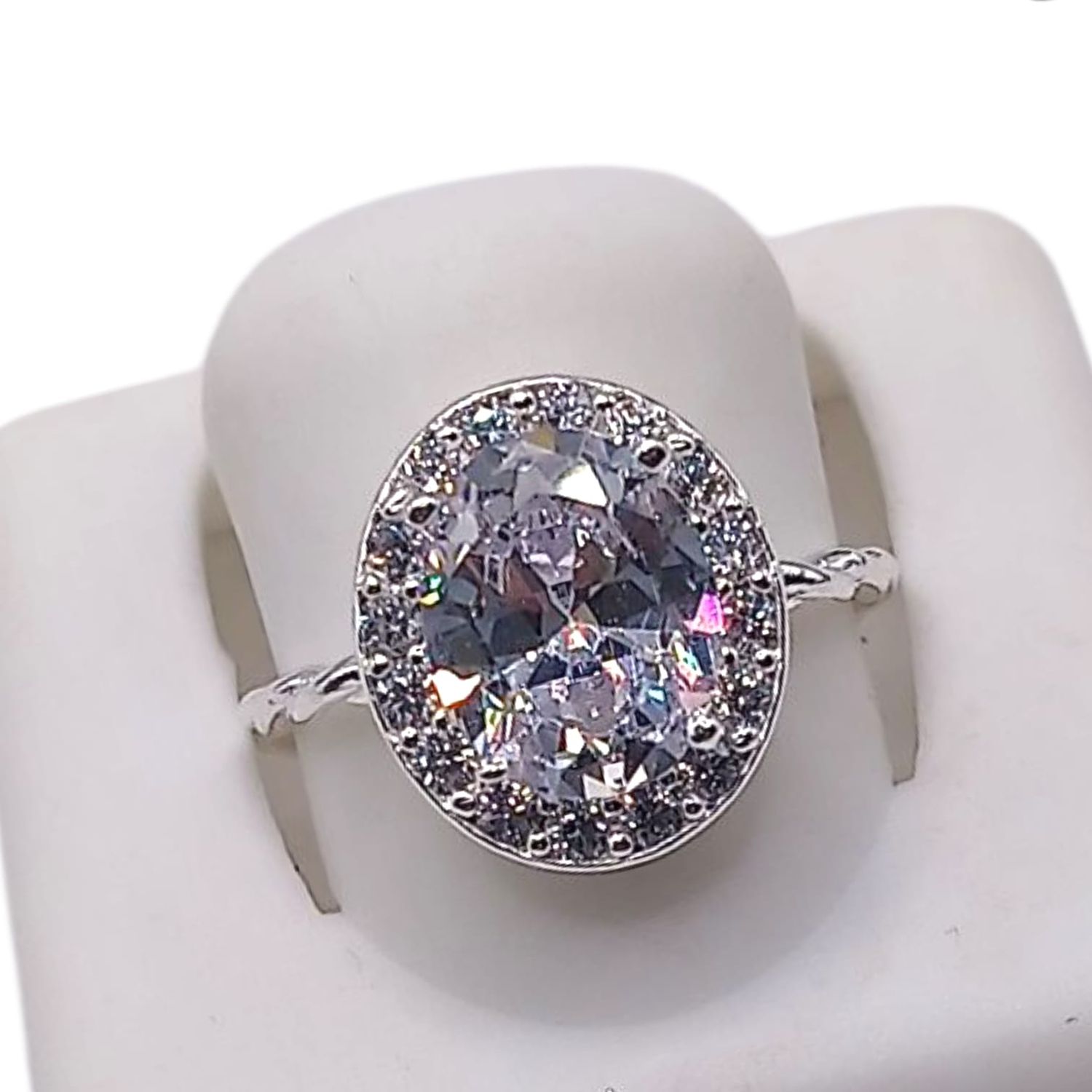 ANILLO OVALADO CZ BCA, VARIAS MEDIDAS, PLATA .925