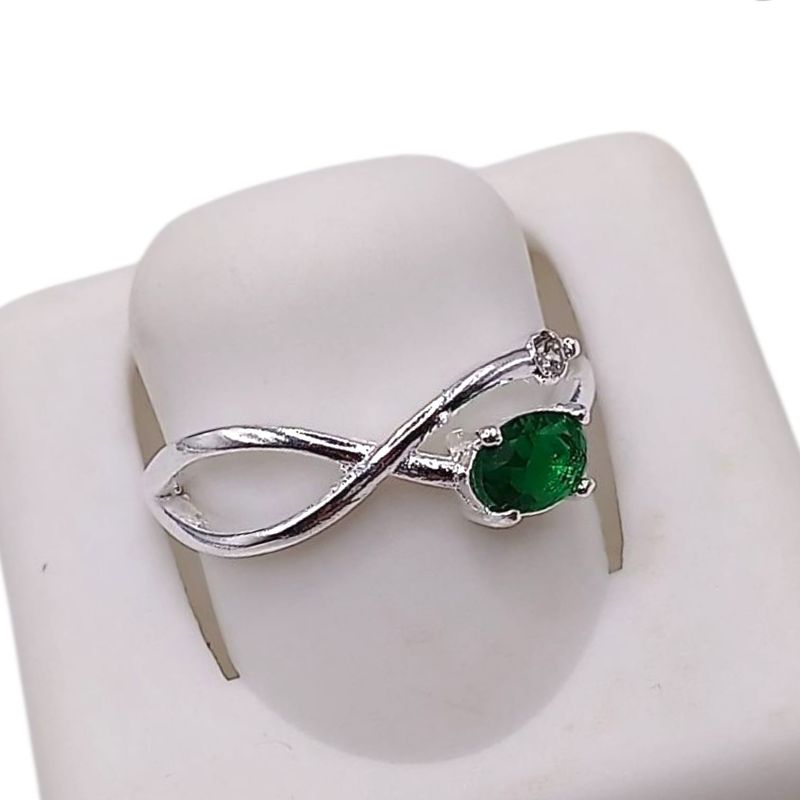 ANILLO INFINITO CZ VERDE, VARIAS MEDIDAS, PLATA .925