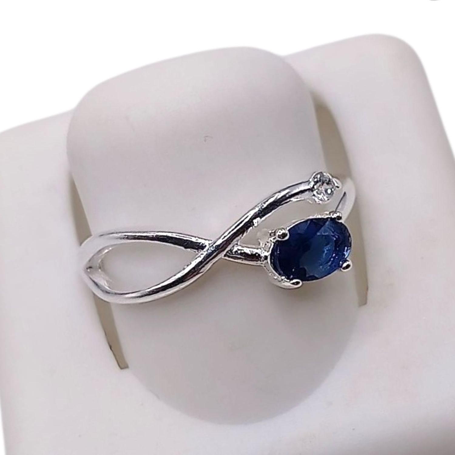 ANILLO INFINITO CZ AZUL, VARIAS MEDIDAS, PLATA .925
