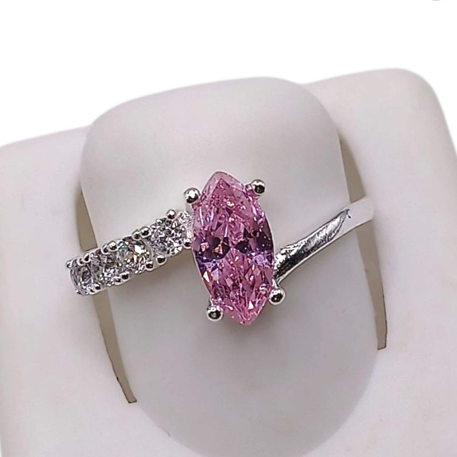 ANILLO CZ ROSA #8.5, PLATA .925