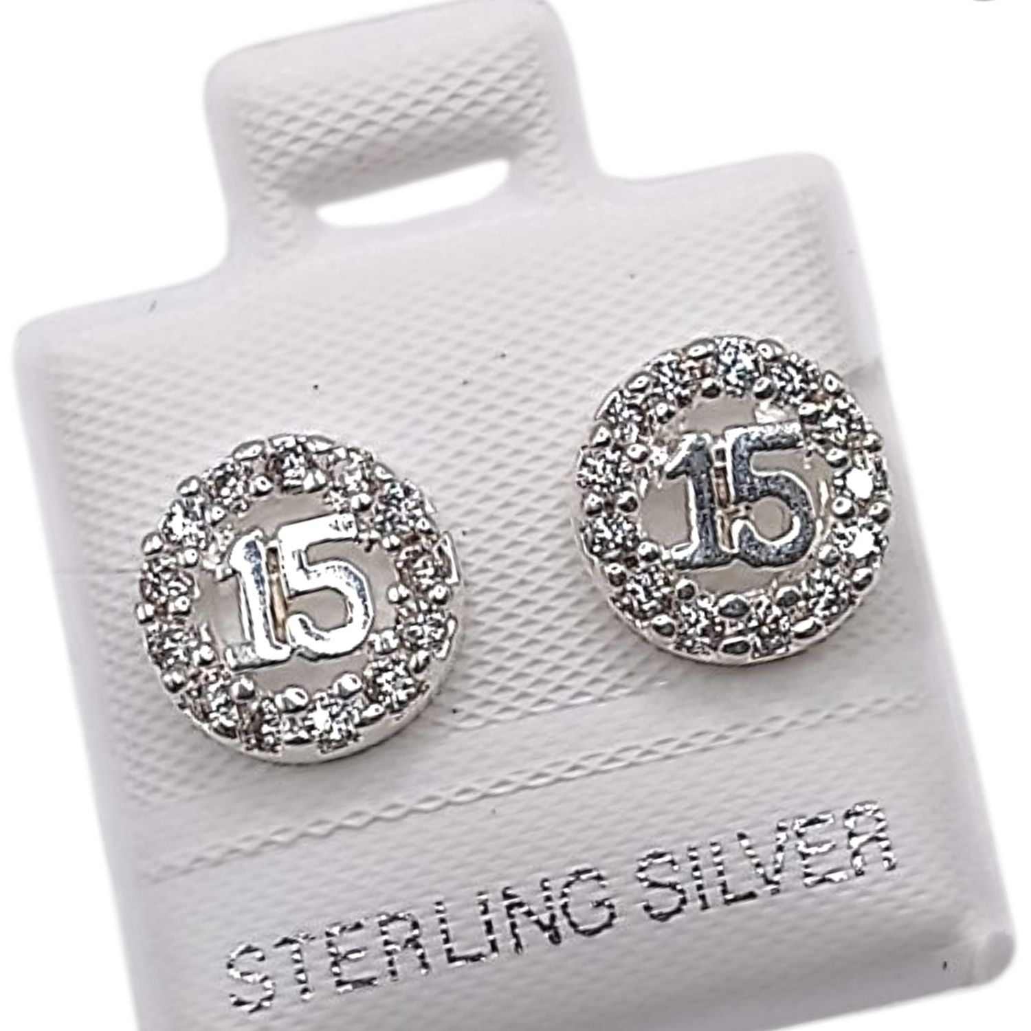 BROQUEL XV AÑOS CON MINI CZ, PLATA .925