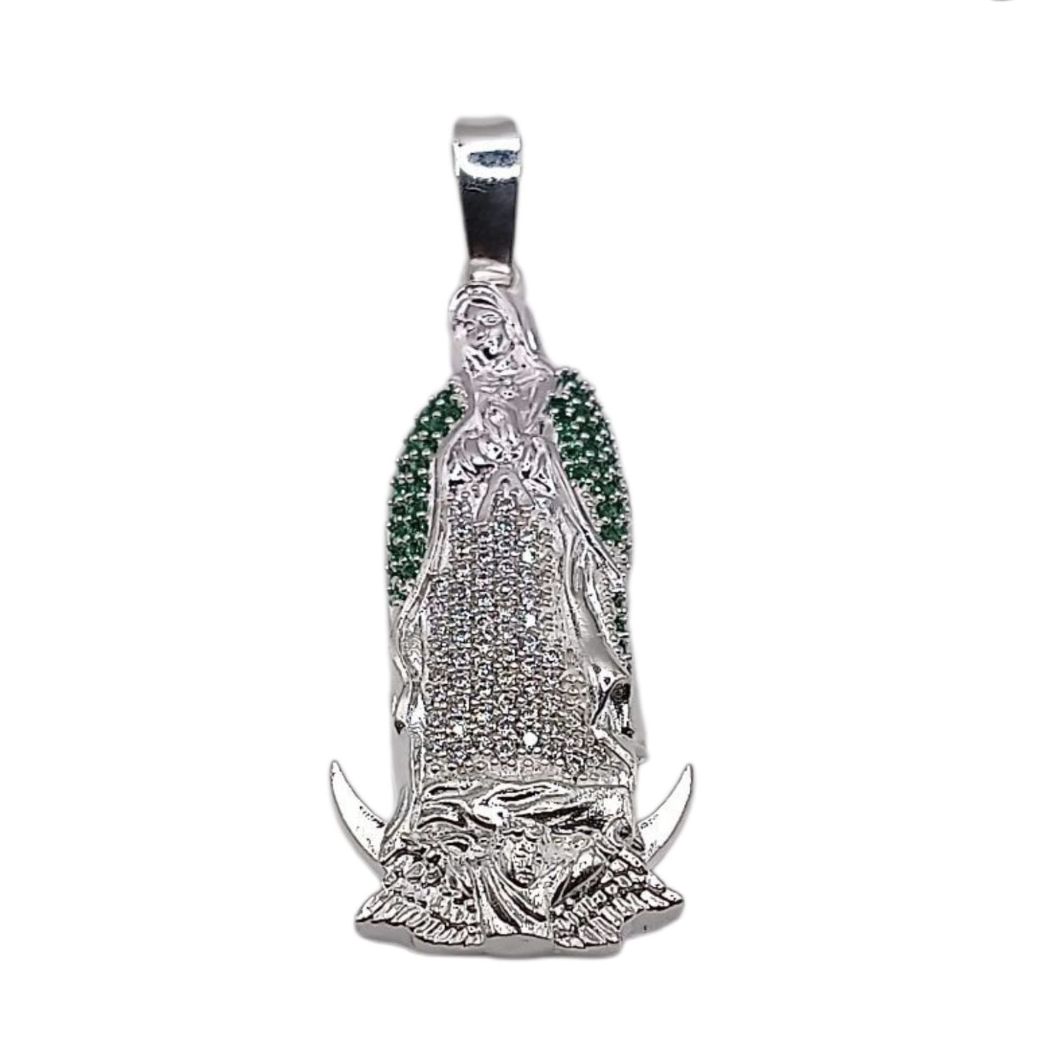 DIJE VIRGEN DE GPE CON CZ,  4 CM, PLATA .925