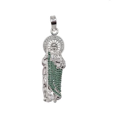 DIJE SAN JUDAS T CON CZ, 4 CM, PLATA .925