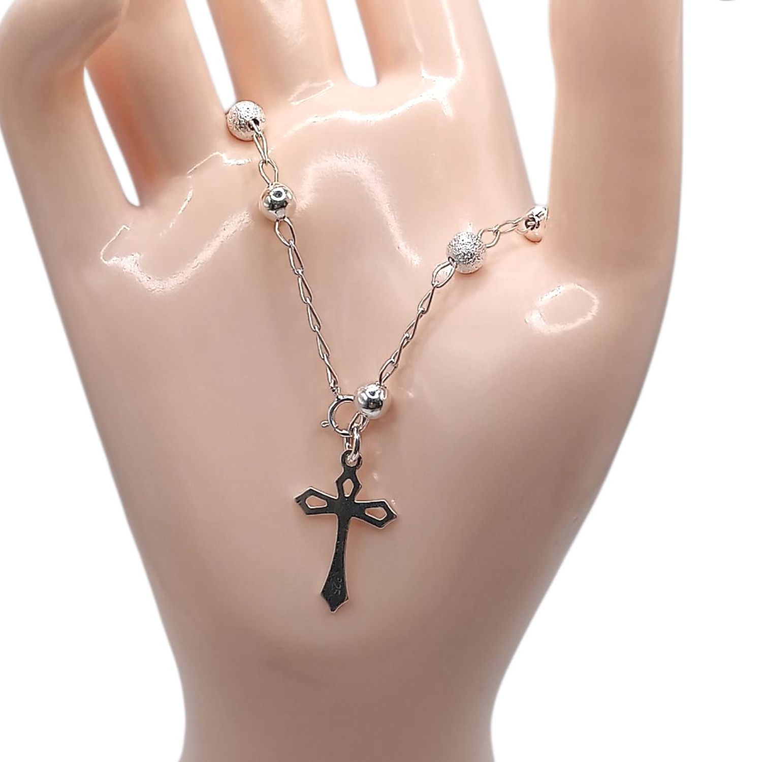 MISTERIO DE MANO BOLA COMBINADA  5 mm., 7.5&quot;  PLATA .925