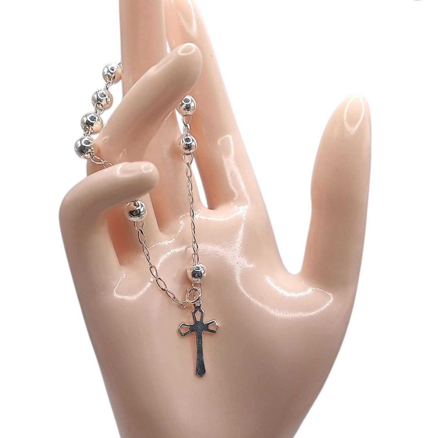 MISTERIO DE MANO BOLA LISA  6 MM 7.5&quot;  PLATA .925