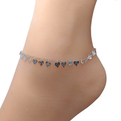 TOBILLERA CORAZONES 9.5" PLATA .925