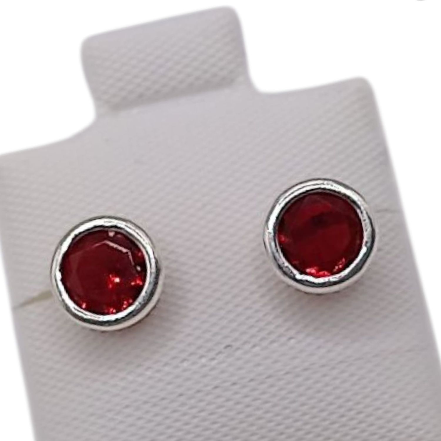 BROQUEL 6 MM CZ ROJA, BROCHE BOLITA PLATA .925