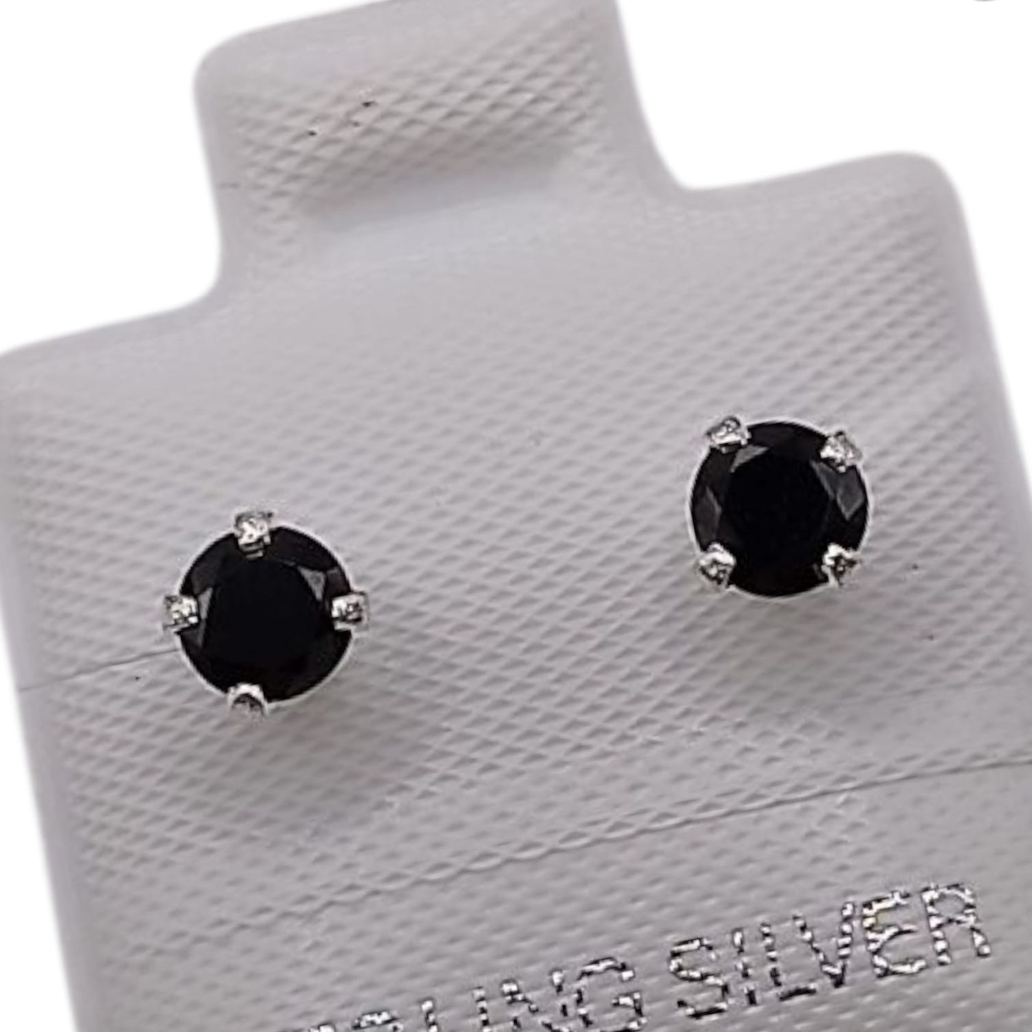 BROQUEL RECTO # 5 CZ NEG, BROCHE BOLITA, PLATA .925