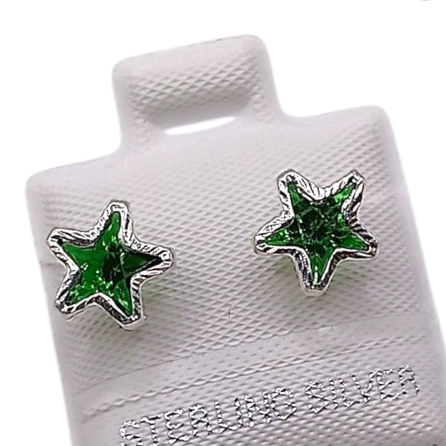 BROQUEL ESTRELLA CZ VERDE BISEL DIAMANTADO BROCHE MARIPOSA