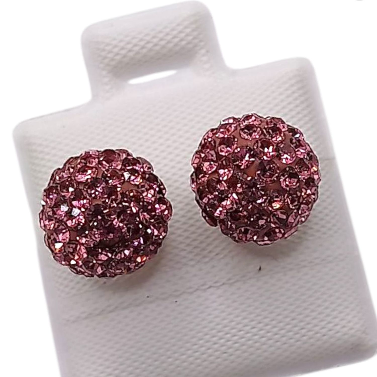 BROQUEL BOLA DE FUEGO ROSA 9.5 MM, BROCHE MARIPOSA, PLATA .925