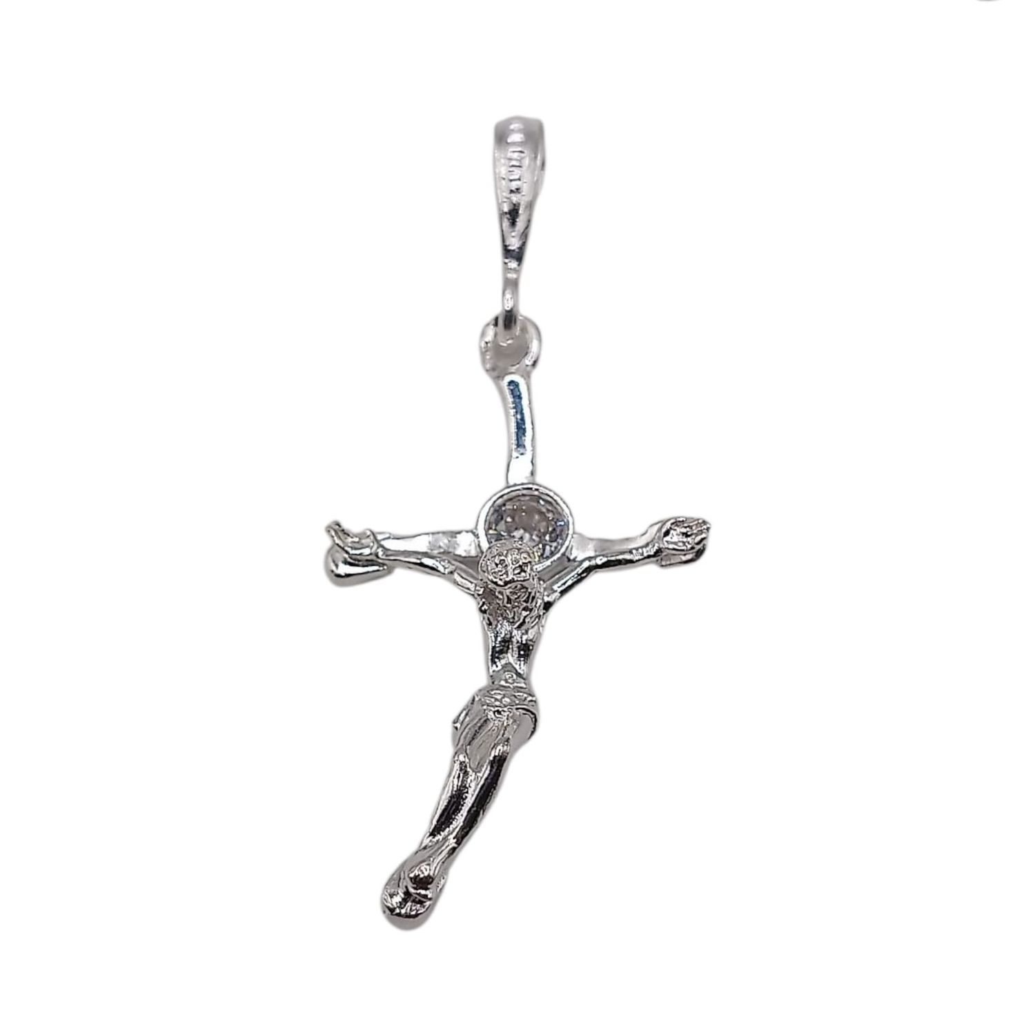 DIJE CRUZ CON CRISTO . 3.5 CM, PLATA .925