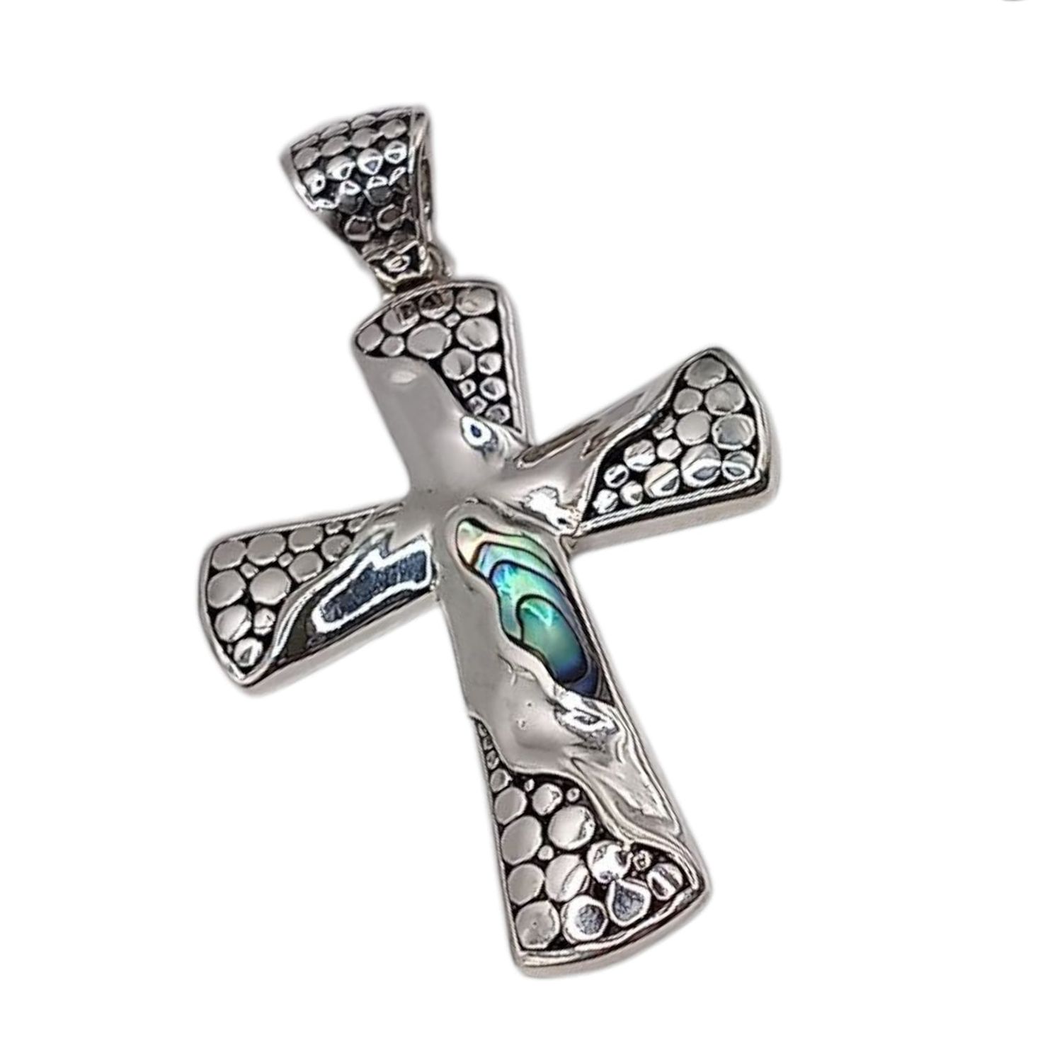 DIJE CRUZ CON OPALO 5cm PLATA .925