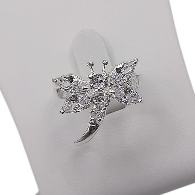 ANILLO LIBELULA CZ BLANCA # 6 PLATA .925