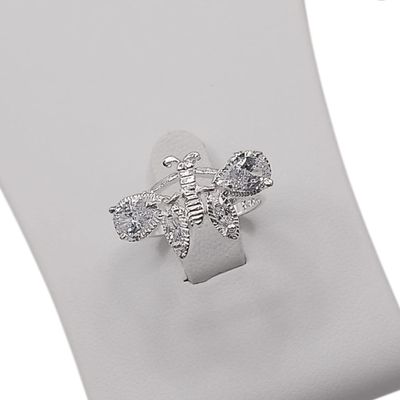 ANILLO MARIPOSA MOVIBLE # 6  CZ BCA, PLATA .925