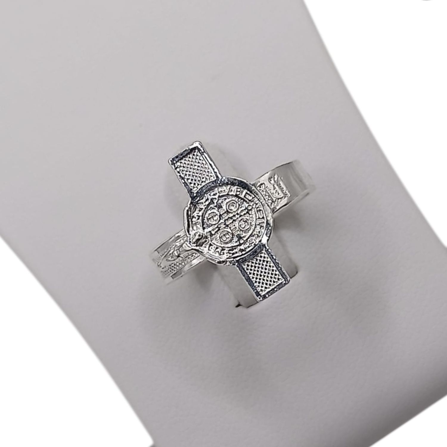 ANILLO SAN BENITO CRUZ, MEDIDA #8, PLATA .925