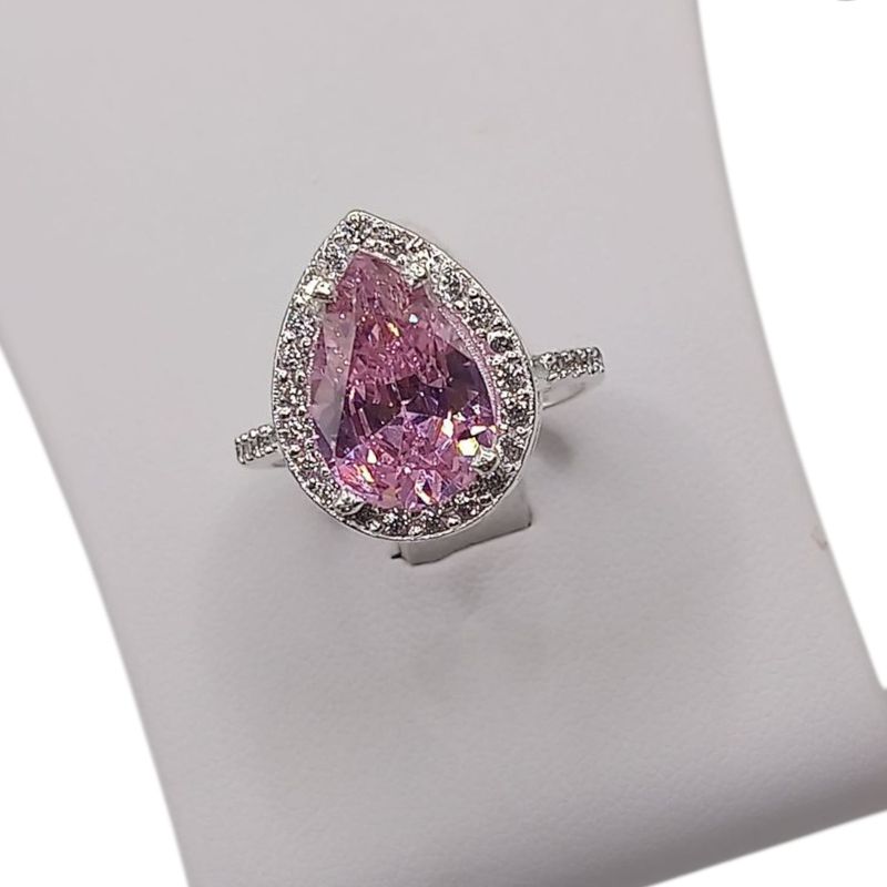 ANILLO GOTA CZ ROSA VARIAS MEDIDAS  PLATA .925