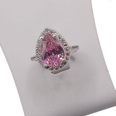 ANILLO GOTA CZ ROSA VARIAS MEDIDAS  PLATA .925
