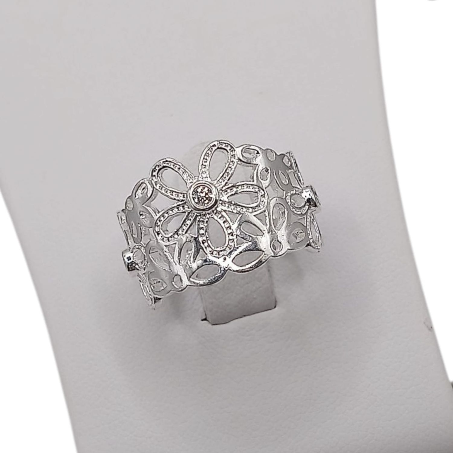 ANILLO FLORES VARIAS MEDIDAS  PLATA .925 CZ