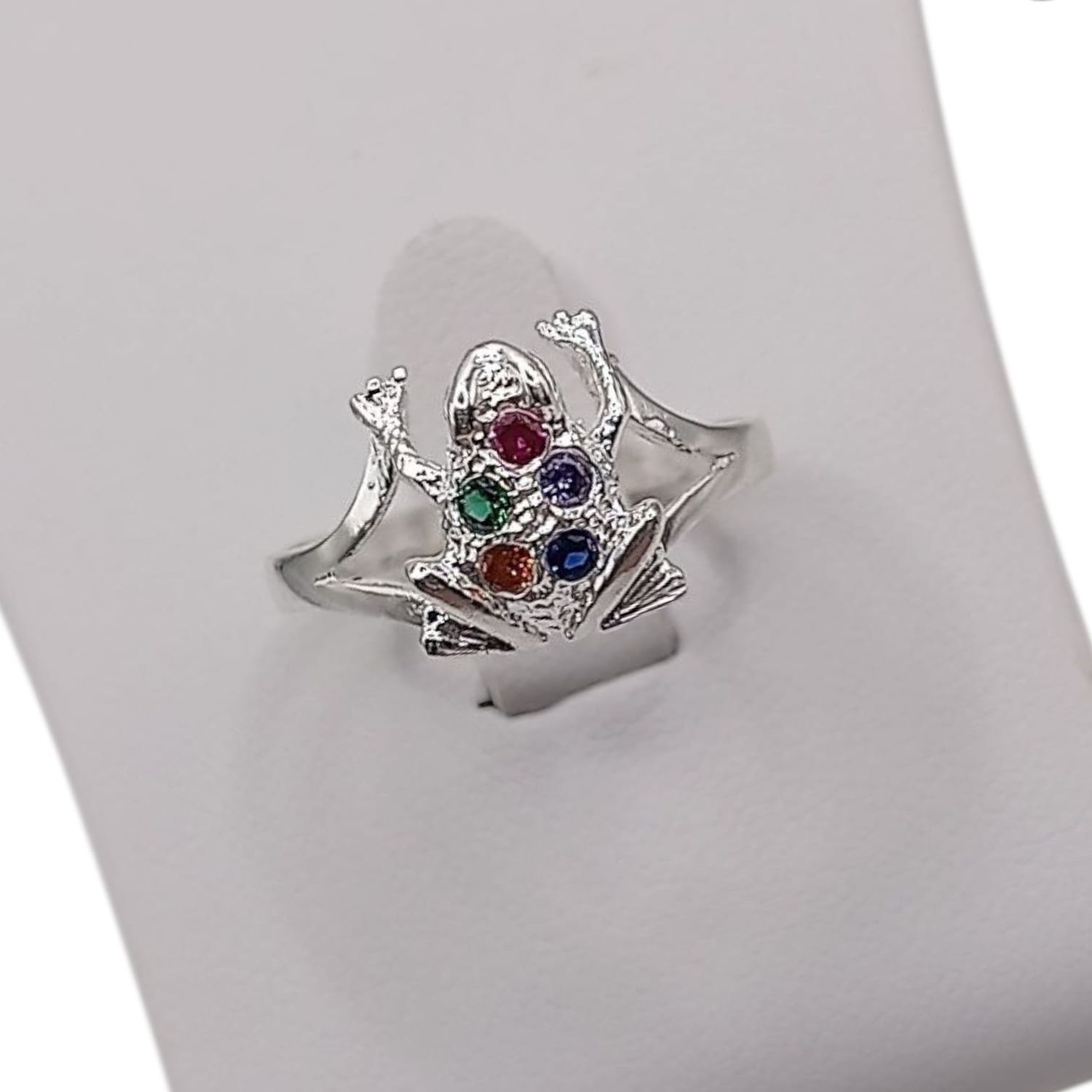 ANILLO RANA CZ MULTICOLOR, VARIAS MEDIDAS, PLATA .925