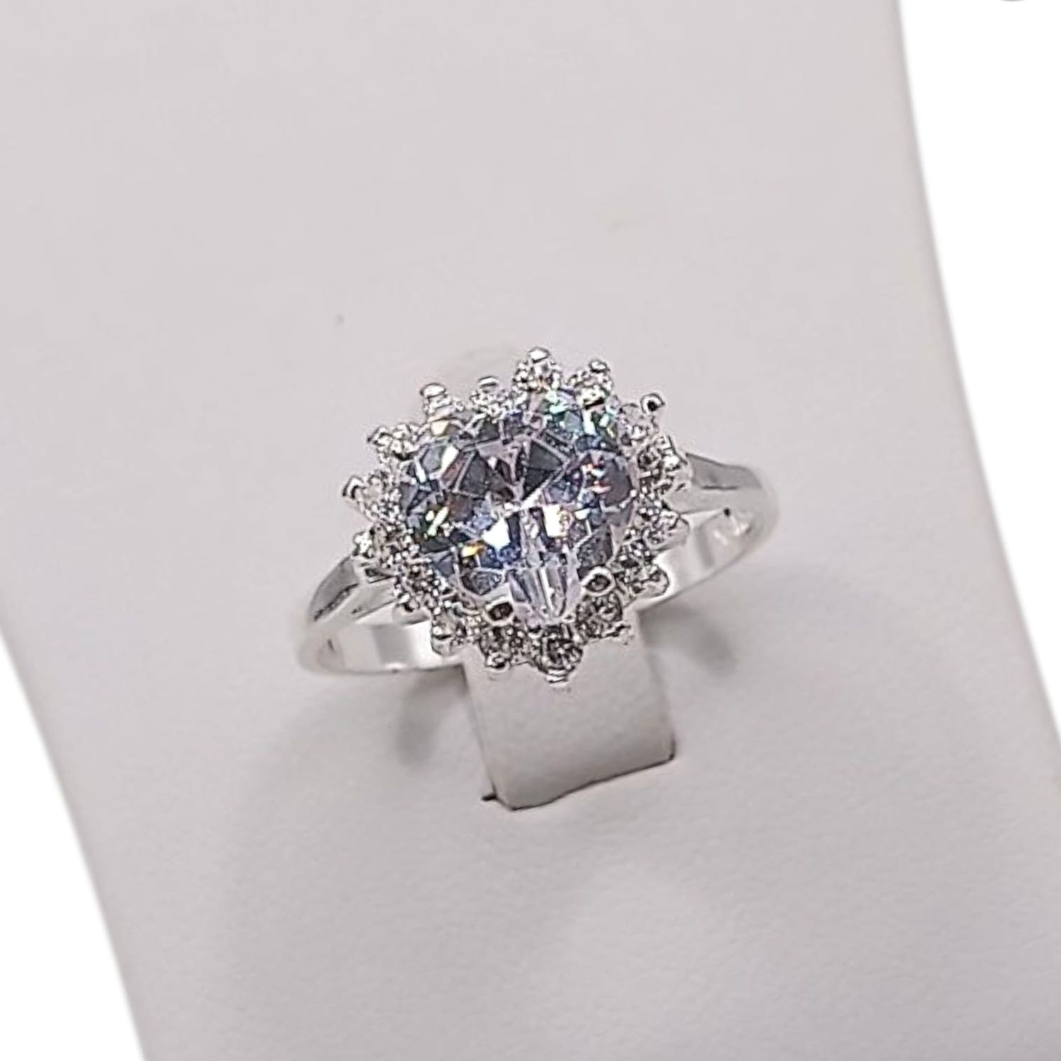 ANILLO CORAZON CZ BCA # 10 PLATA .92