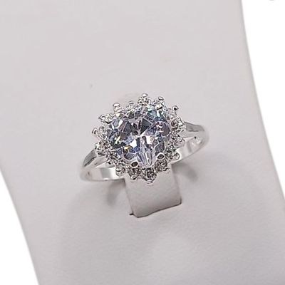 ANILLO CORAZON CZ BCA # 10 PLATA .92