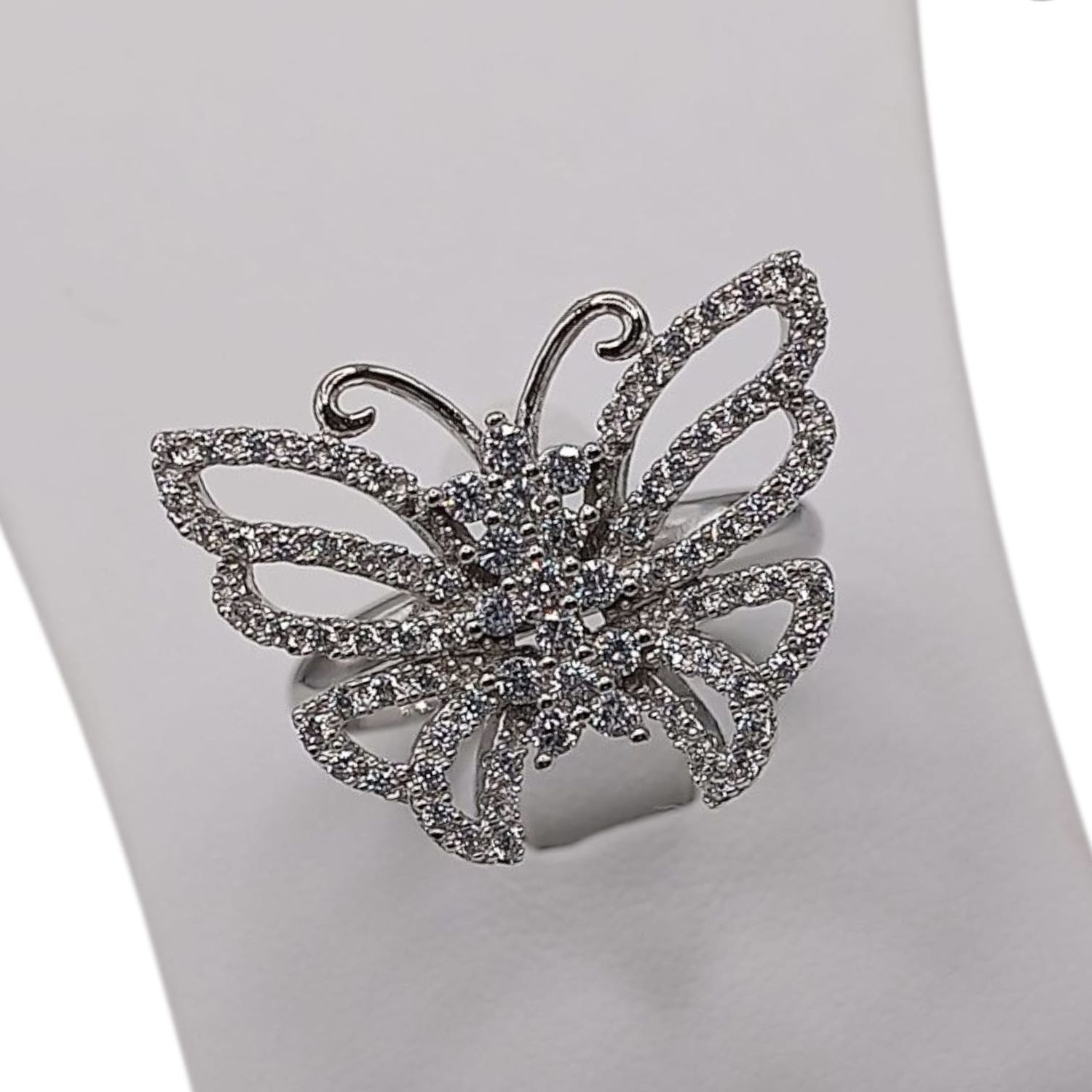 ANILLO MARIPOSA CON MINI CZ VARIAS MEDIDAS PLATA .925