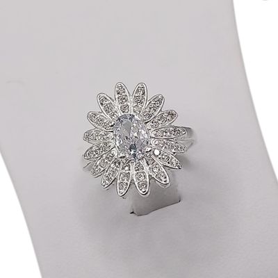 ANILLO FLOR CZ BCA, VARIAS MEDIDAS, PLATA .925