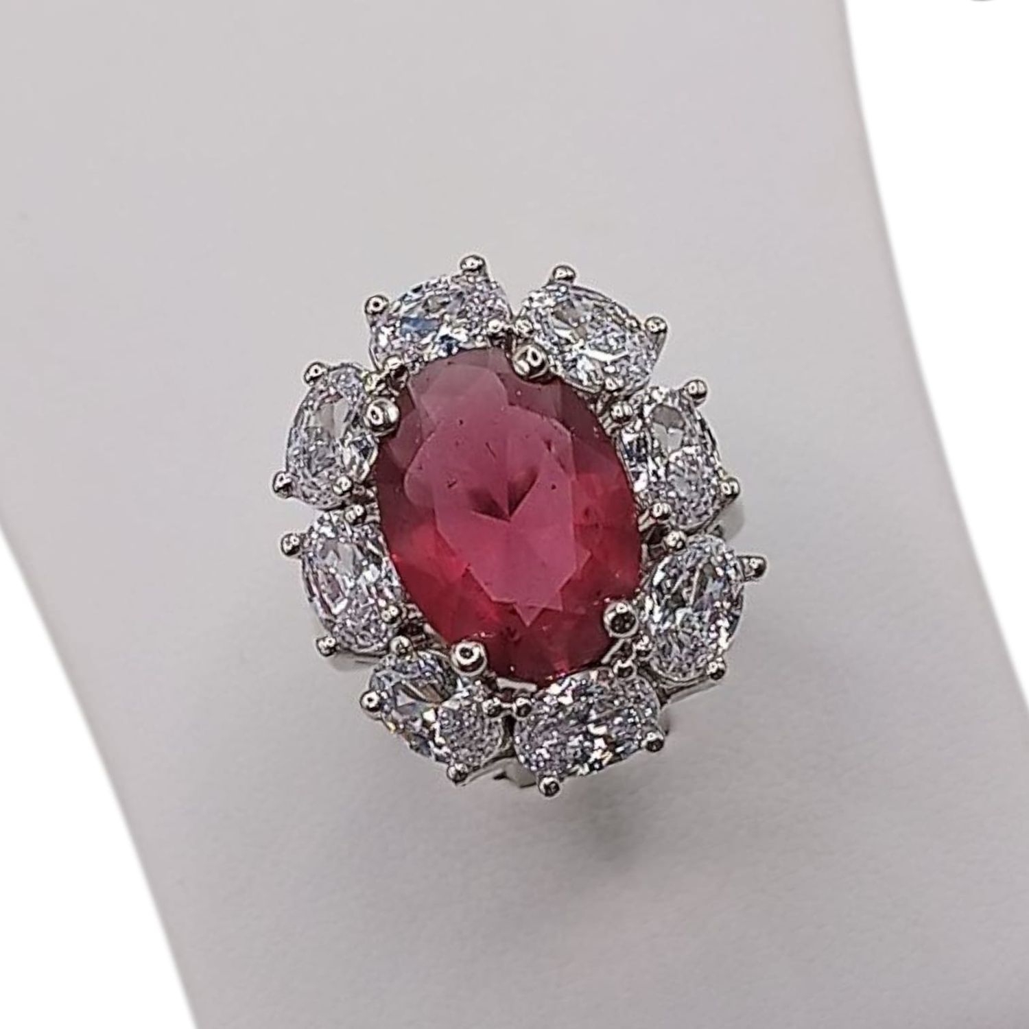 ANILLO CZ ROJA Y BCA, VARIAS MEDIDAS, PLATA .925