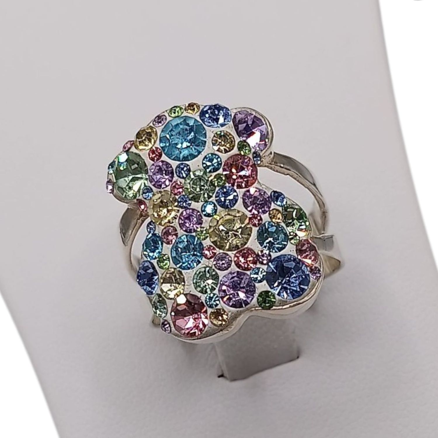 ANILLO OSITO MULTIPIEDRA SW COLORES VARIAS MEDIDAS PLATA .925