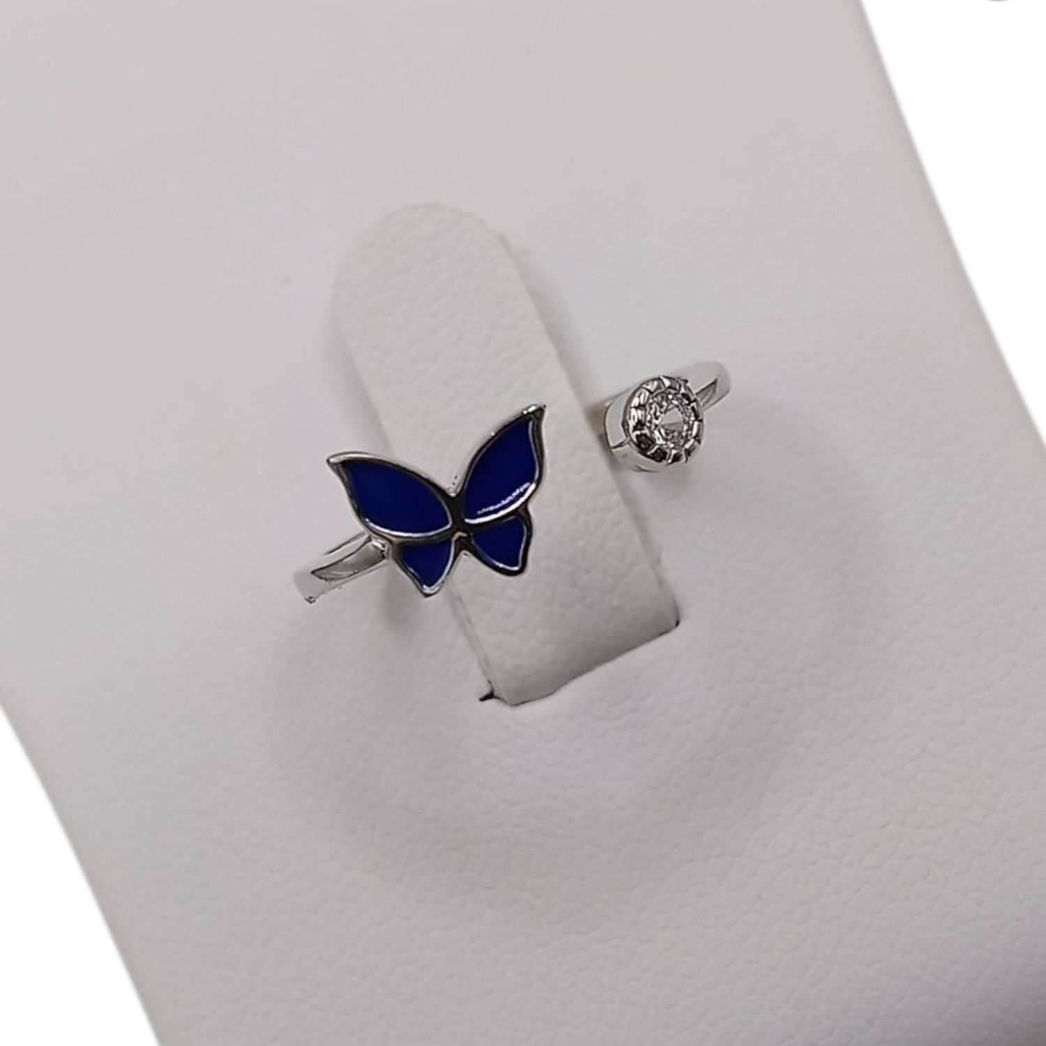 ANILLO NINA MARIPOSA AZUL AJUSTABLE PLATA .925