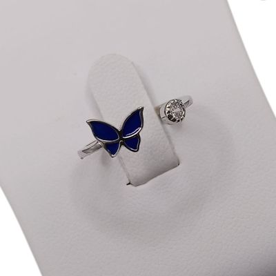 ANILLO NINA MARIPOSA AZUL AJUSTABLE PLATA .925