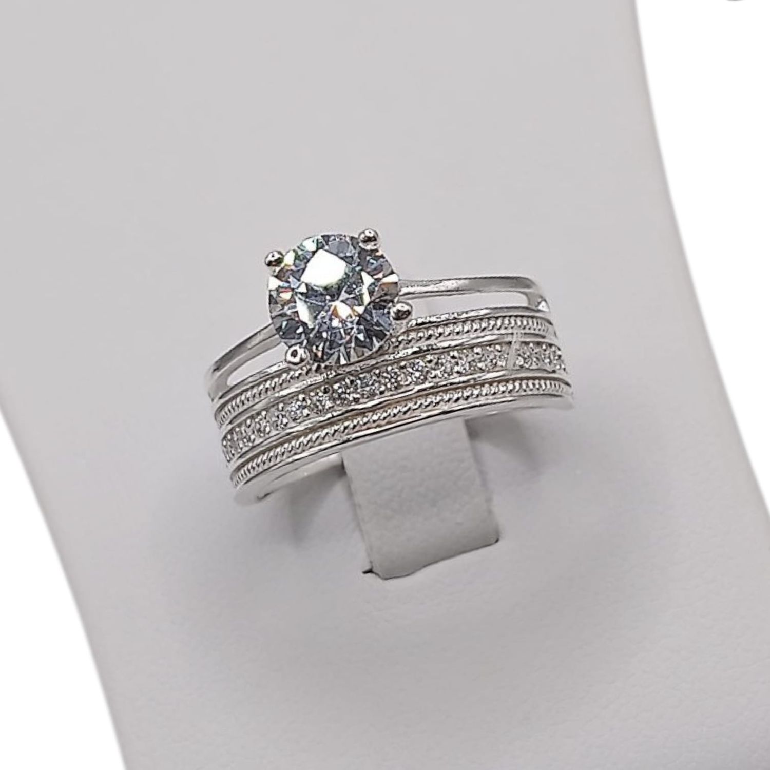 ANILLO SOLITARIO PRINCESA, VARIAS MEDIDAS, PLATA .925