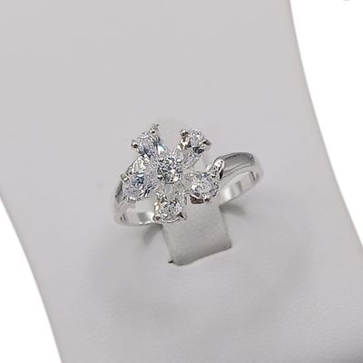 ANILLO FLOR CZ BLANCA VARIAS MEDIDAS PLATA .925