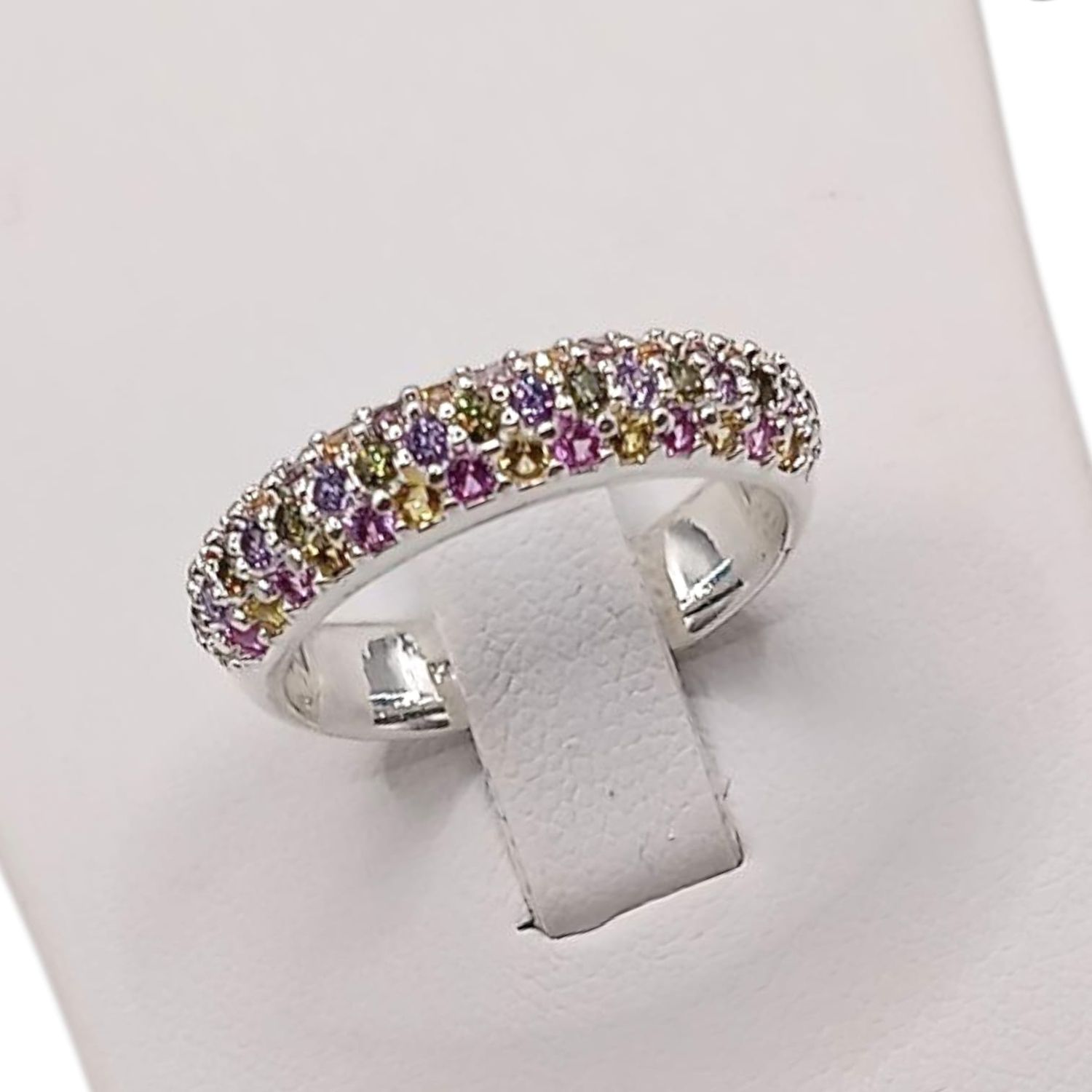 ANILLO CZ MULTICOLOR # 7  PLATA .925