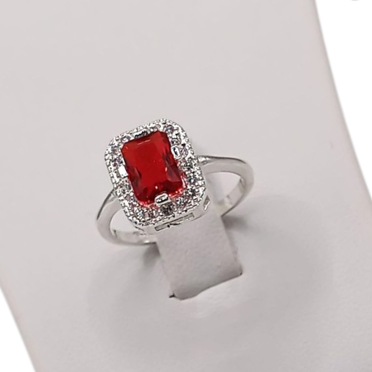 ANILLO PRINCESA CZ ROJA # 4.5   PLATA .925