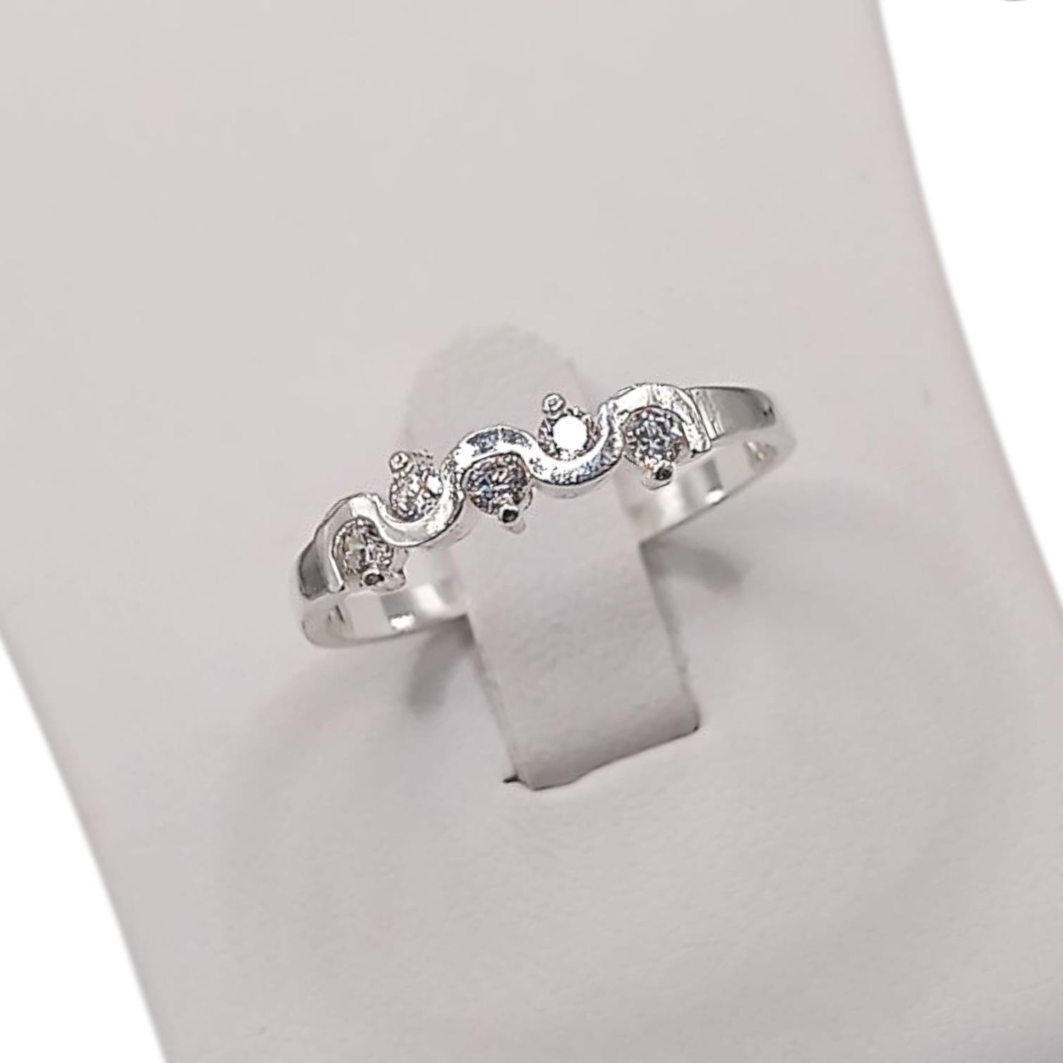 ANILLO SNAKE CON CZ  BLANCAS # 9 PLATA .925