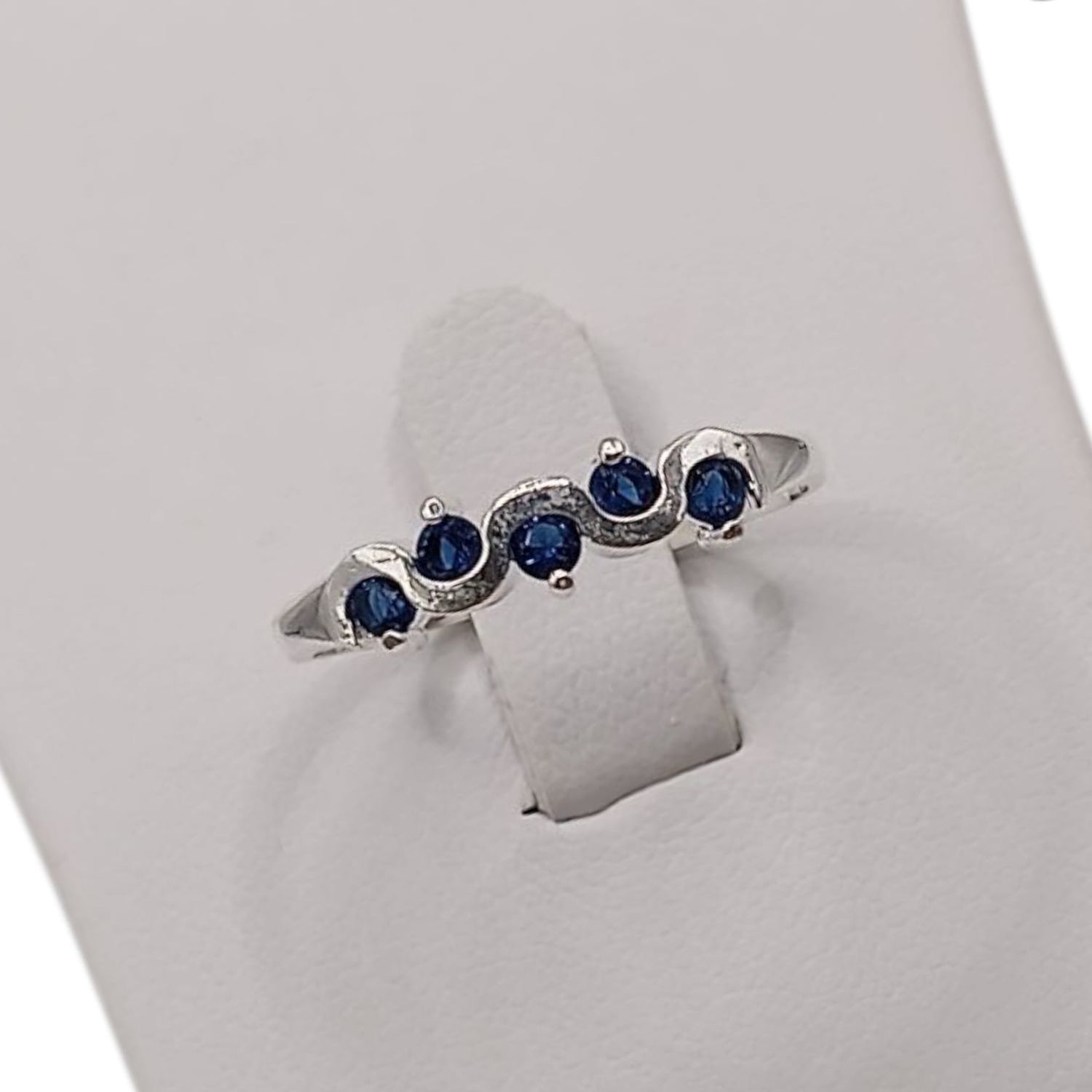 ANILLO SNAKE CON CZ AZUL MARINO # 8 PLATA .925