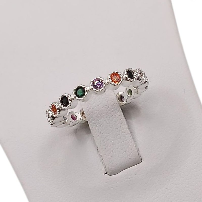 ANILLO ARGOLLA CZ DE COLORES # 6  PLATA .925