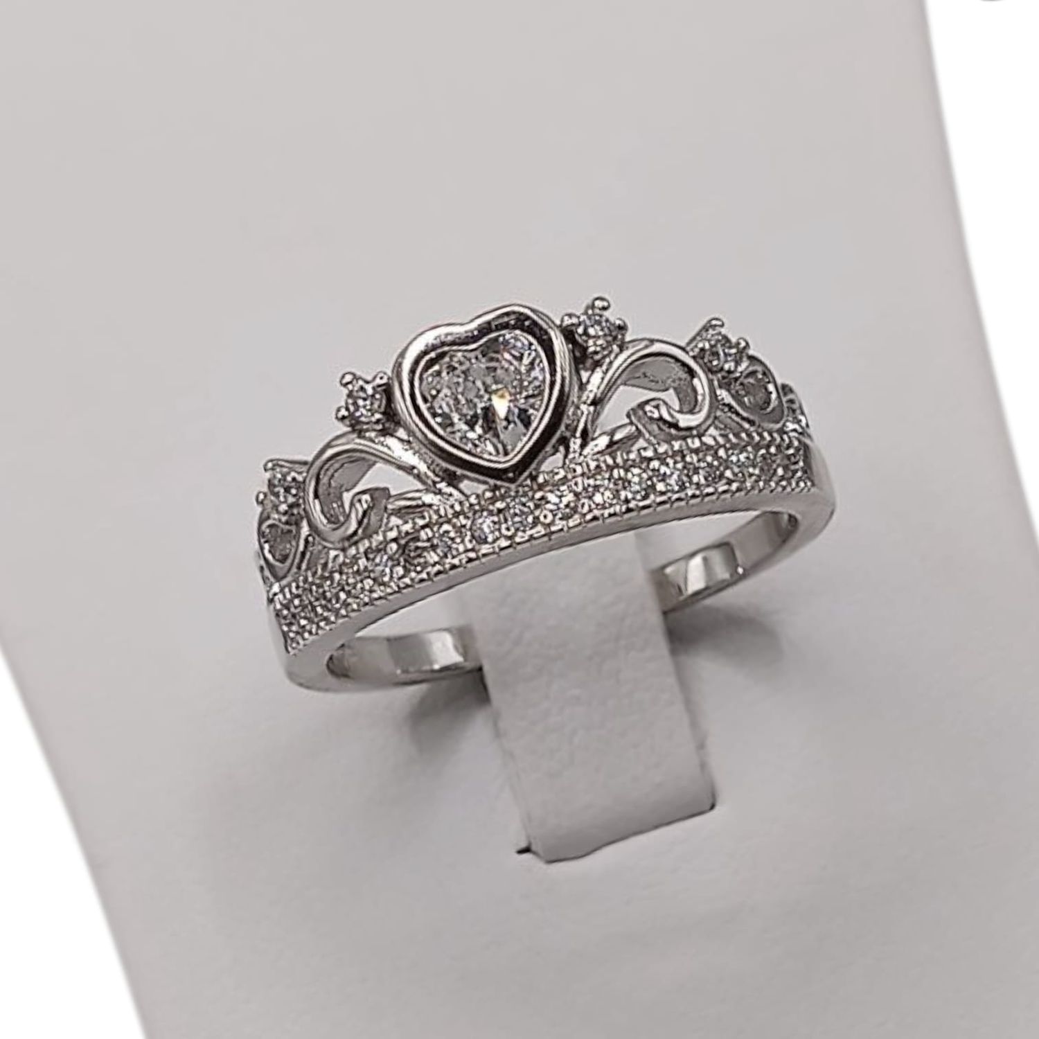 ANILLO CORONA CZ BLANCA VARIAS MEDIDAS PLATA .925
