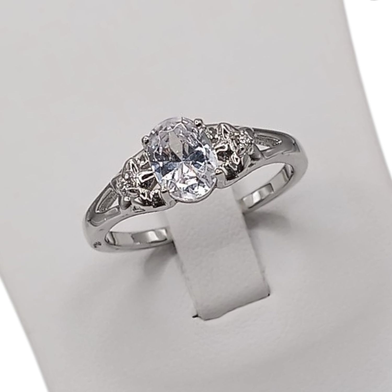 ANILLO CZ CON FLOR, VARIAS MEDIDAS , PLATA .925