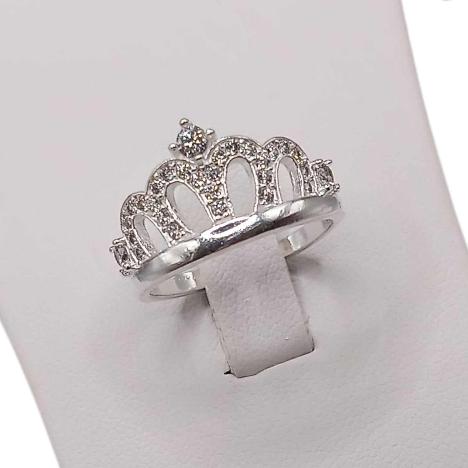 ANILLO CORONA CON CZ MEDIDA #5 PLATA .925