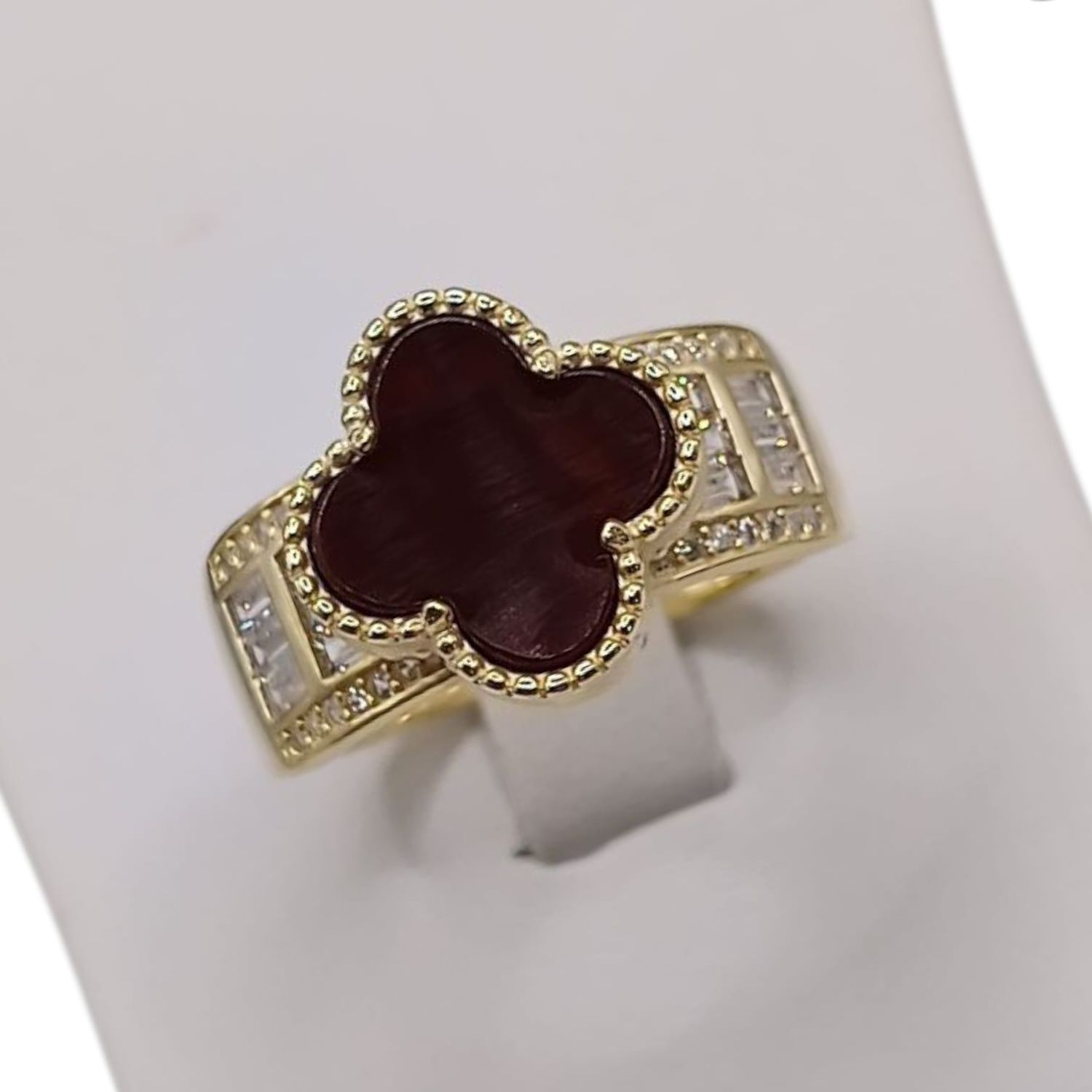 ANILLO TREBOL ROJO VARIAS MEDIDAS  CHAPA  PLATA .925